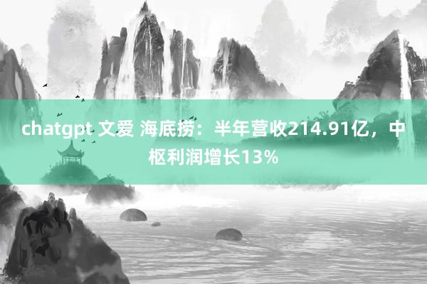   chatgpt 文爱 海底捞：半年营收214.91亿，中枢利润增长13%